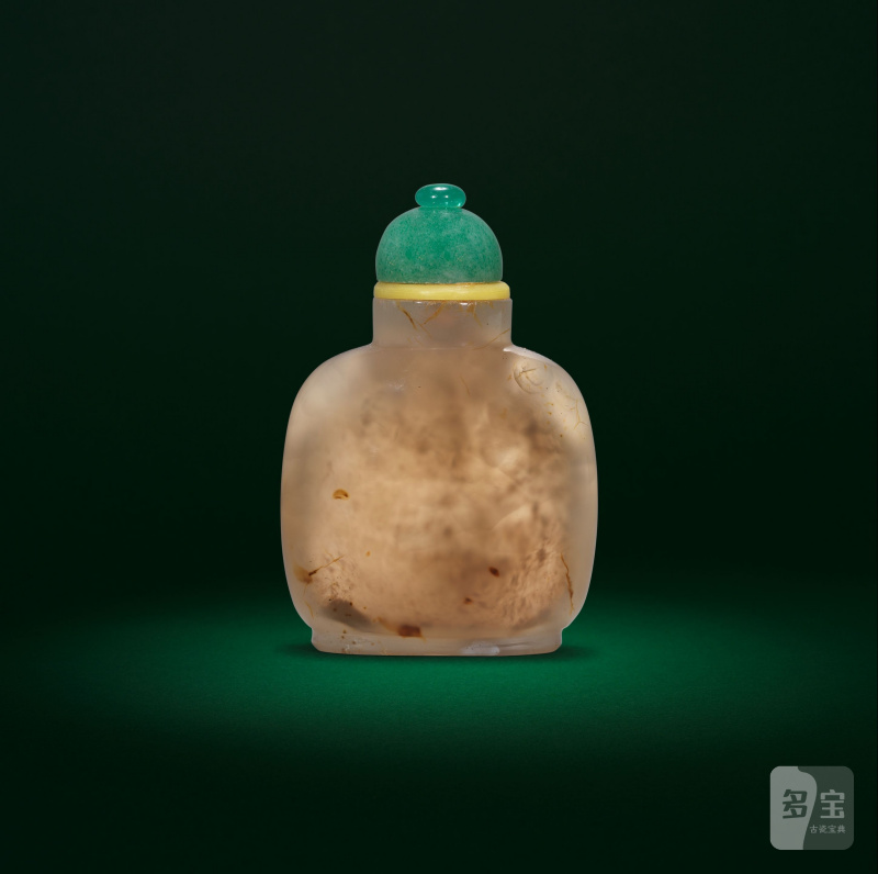 十八/十九世紀 瑪瑙巧雕鷺鷥圖鼻煙壺 | A CHALCEDONY SHADOW AGATE 'EGRET' SNUFF BOTTLE - 图4